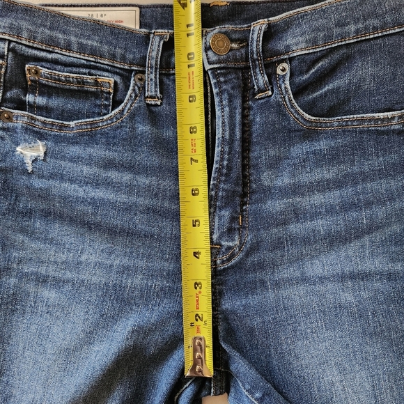 Gap True Skinny Sky High Ankle Jeans Hi Rise Raw Hem Frayed Stretchy Dark Wash - Picture 11 of 13